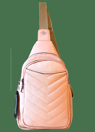 Шкіряний пудровий рюкзак на плече 1 - slingbag talisman2 фото