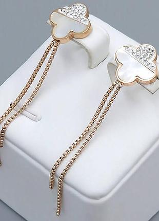 Сережки-гвоздики stainless steel з емаллю. xuping van cleef .ван кліф