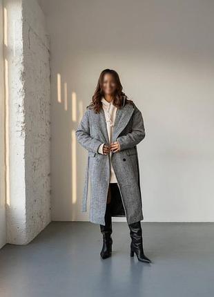 Пальто демисезонное серое, гусиная лапка
