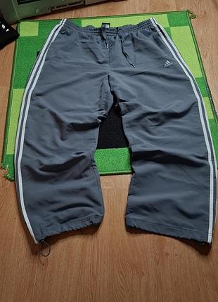 Широкі нейлонові штани adidas сірі базові спортивки розмір 2xl батал, спортивні штани nike