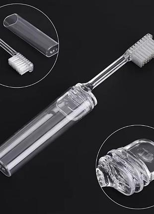 Портативная складная зубная щетка travel brush, дорожная щетка 10 см прозрачная