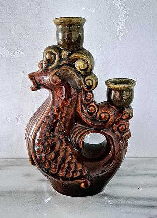 Подсвечник майолика винтаж подсвечник керамический винтажный