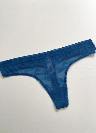 Синие/бирюзовые кружевные/кружево трусы/трусики/стринги виктория сикрет/victoria’s secret