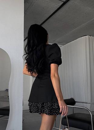 Жіноча чорна лляна сукня міні