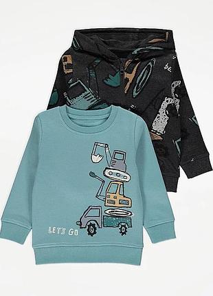 Кофта  за 1 шт світшот фліс  george англія за 1 шт на хлопчика з принтами  р 2-3 98