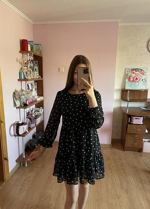 Чорна сукня в горошок crop