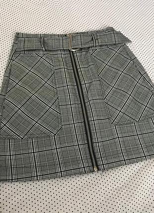 Юбка короткая школьная в клетку классическая