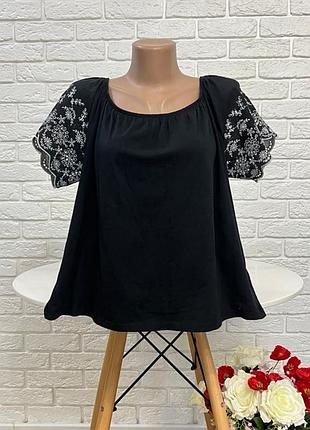 Блузка блуза футболка черная размер l-xl (48-50) бренд "h&m"