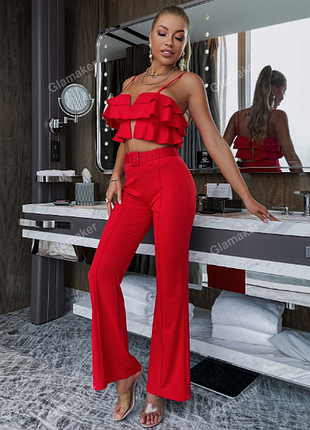 Красный топ с рюшами glamaker