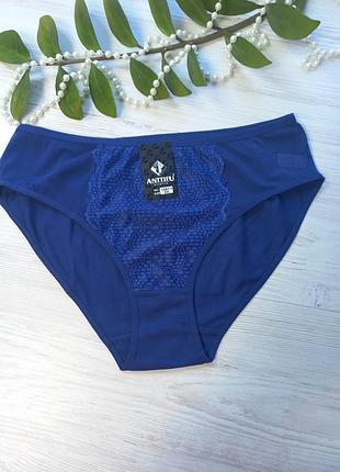 Трусики з бавовни декоровані сіточкою з мереживом 1081