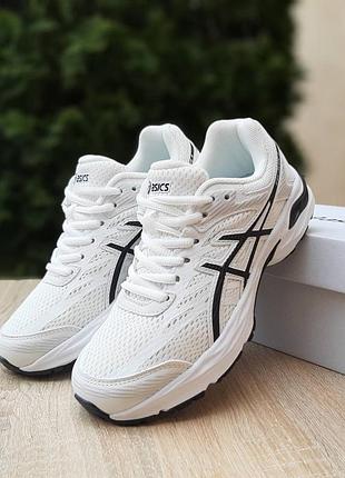 Женские качественные и стильные кроссовки asics gel-flux 4 белые с черным