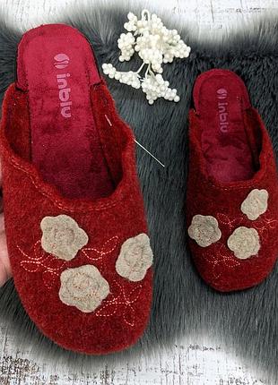 Тапочки домашние женские inblu красные фетровые закрытые 4785
