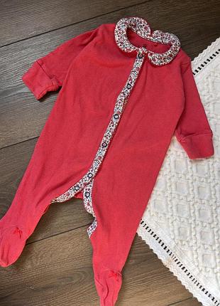 Сліп next некст для дівчинки з квітковим комірцем та перфорованою тканиною 0-3 міс 62 см