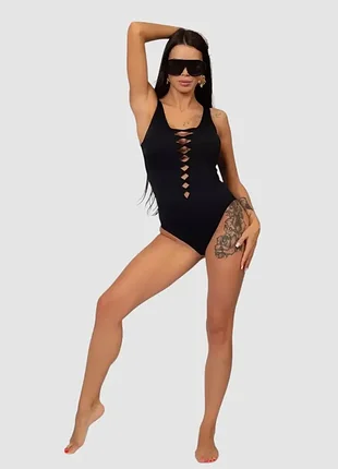 Слитный купальник sisianna 57009 черный 44 46 50 52 размер