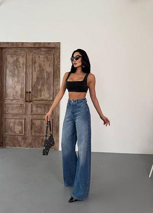 Жіночі джинси extra baggy fit палаццо з камінням