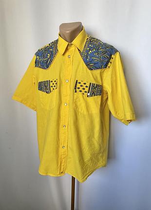 Винтаж яркая желтая рубашка тенниска африка в африканском стиле этно бохо