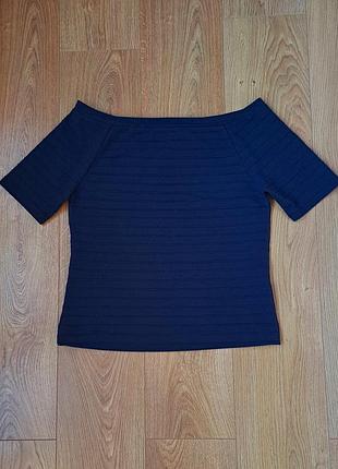 Женская синяя кофта с открытыми плечами