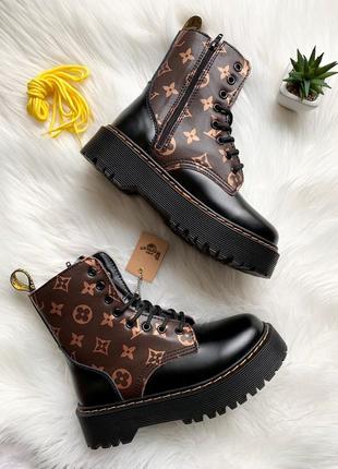 Ботинки dr. martens jadon x louis vuitton black fur черевики8 фото