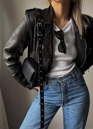 Шкіряна сумка багет унісекс , чорна шкіряна сумка мінімалізм повсякденна бохо готична шкіряна сумка