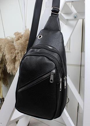 Сумка чоловіча слінг нагрудна із екошкіри