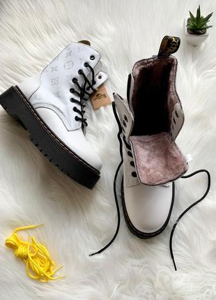 Ботинки dr. martens jadon x louis vuitton black fur черевики зимние с мехом2 фото