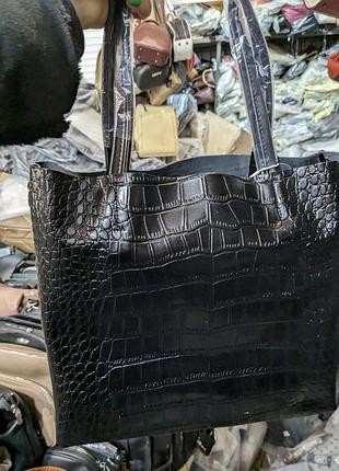 Вмістка шкіряна сумка для формату а4 з тисненням