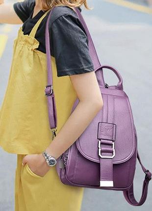 Женский кожаный стильный модный рюкзак бананка сумка сумочка клатч.2 фото