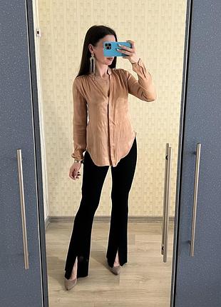 Стильна блуза h&m, шовкова блуза, блискуча блузка, шовкова сукня, бежева блузка