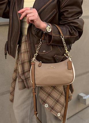 Сумка брендова coach teri shoulder bag шкіра оригінал на подарунок дружині/дівчині