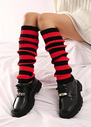 Гетри чорно-червоні полосаті 5564 40 см гольфи червоно-чорні в стилі аніме емо підліткові