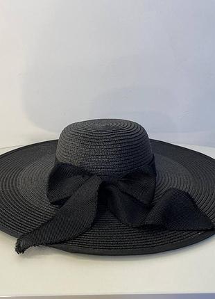 Шляпа женская летняя широкая поля черная