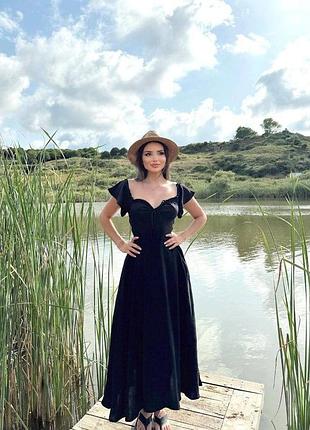Ефектна легка довга сукня з коротким рукавом4 фото