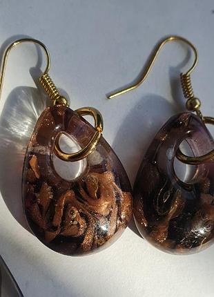 Красивые сережки капли из муранского стекла. италия