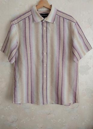Мужская полульяна рубашка autograph m 46р., лен с хлопком, в полоску