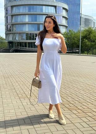 Максі сукня з розрізом на нозі та короткими рукавами 6