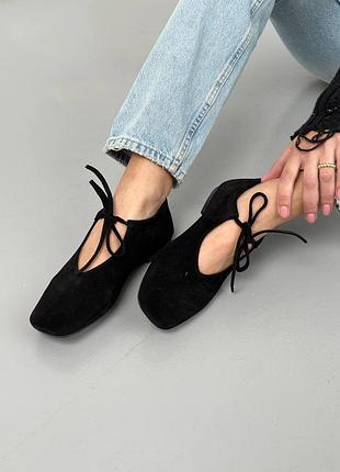 Балетки женские замшевые черного цвета