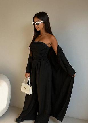 Жіночий чорний костюм трійка