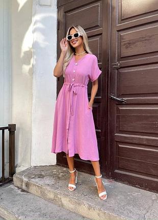 Женское легкое розовое платье | 1537
