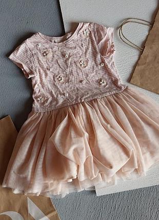 Платье с фатином next розовое на девочку 1-3 р