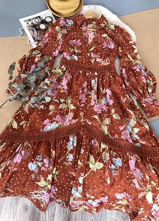 Богемна шифонова повітряна сукня у квітковий принт