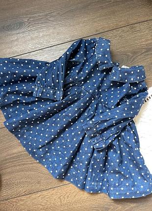 Сукня gap для дівчинки 6-12 6-9 9-12 міс джинсова в горошок з комірцем довгий рукав 68 74 80