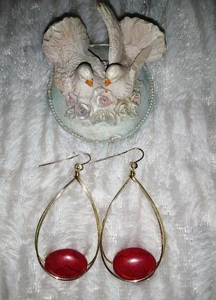 Сережки червона яшма