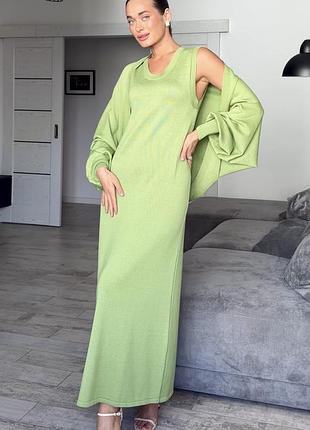 Вязаное платье с кардиганом костюм платье