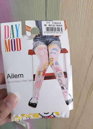 Цветные колготки картон с рисунками 3-4 года day mod