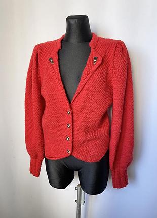Яркий красный кардиган баварский на пуговицах шерстяной австрийский тирольский октоберфест