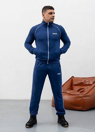 Костюм спортивний чоловічий синій hugo boss! всі розміри! матеріал двонитка! весна-літо!