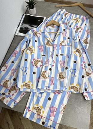 Піжама комплект кава з круасаном