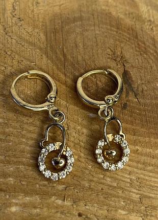 Сережки медичне золото маленькі для жінок та дівчаток