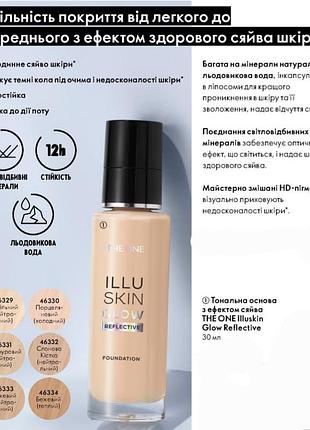 Тональная основа с эффектом сияния the one illuskin glow reflective