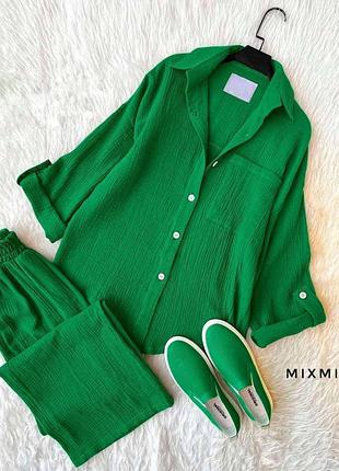 Костюм з мусліну/костюм сорочка штани/літній костюм беж, чорний, коричневий, кемел, малина